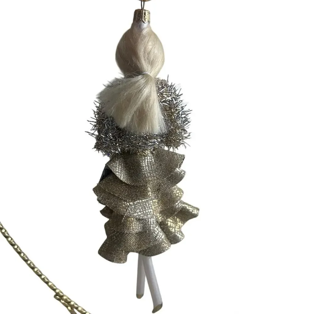 NIB Authentic Retired De Carlini Italy for Saks Fifth Avenue Ornament Gold Lady